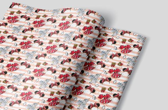 Discover Minnie Mouse Wrapping Paper Sheets - Set of 3 Sheets- Disney Minnie Mouse Birthday Party Bow Polka Dot Mickey Mouse Mixed Up Adventures