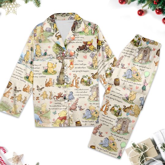 Discover Disney Winnie The Pooh Pajamas, Pooh And Friends Pajamas Set, Honey Pooh Bear Women Pajamas, Disney Cartoon Gift, Gift For Her, Pooh Pajamas