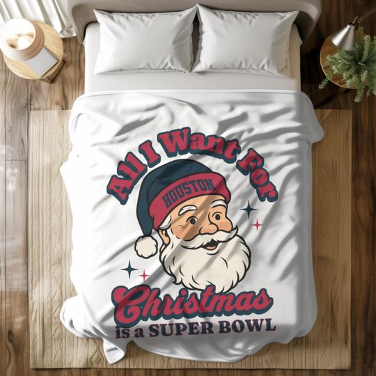 Houston Football Christmas Fleece Blanket, Super Bowl Themed Texan Fan Gift