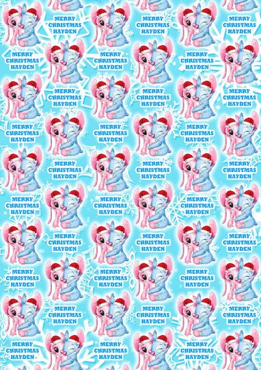 Discover STITCH AND ANGEL Personalised Christmas Wrapping Paper - Disney Christmas Gift Wrap - Disney Stitch Christmas Gift Wrap - Disney Lilo Stitch