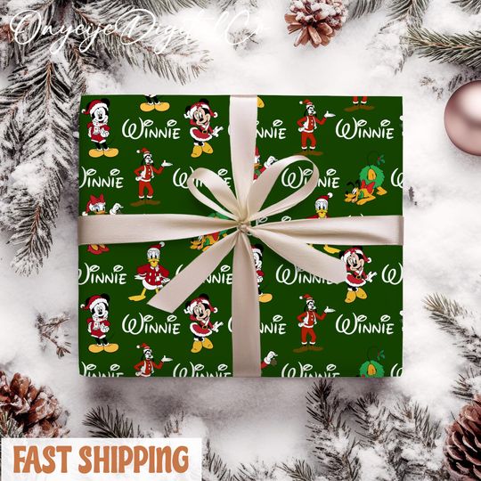 Discover Personalized Mickey And Friends Disney Christmas Wrapping Paper  Disneyland Xmas Gift Wrap
