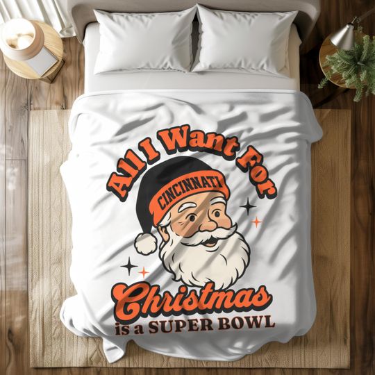 Discover Cincinnati Bengals Christmas Fleece Blanket, Football Fan Gift, Santa Festive Throw Blanket