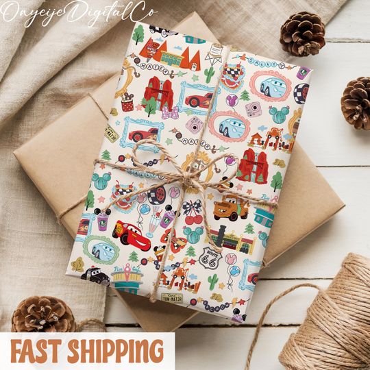 Discover Lightning McQueen Wrapping Paper, Disney Cars Christmas Gift Wrap, Festive Holiday Presents Packaging