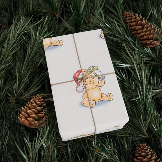 Discover Winnie the Pooh Watercolor Wrapping Paper, Classic Pooh Holiday Gift Wrap, White  Gift Packaging, Characters, Xmas Decoration Roll