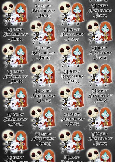 Discover NIGHTMARE BEFORE CHRISTMAS Personalised Birthday Wrapping Paper - Disney Personalised Birthday Gift Wrap - Jack Skellington - Sally - Zero