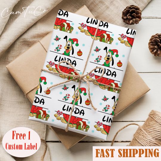 Discover Personalized Mickey Santa Wrapping Paper  Custom Disney Christmas Holiday Gift Wrap With Name