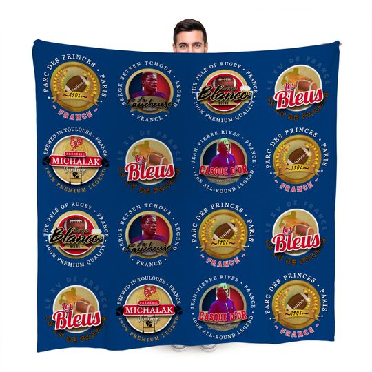 Discover France Rugby Union Legend Collection Fleece Blanket