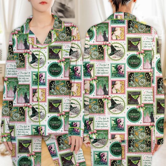 Discover Wicked Changed For Good Pajamas Set, Wicked Movie Pajamas, Shiz University Sleepwear, Wicked Glinda And Elphaba Pajamas, Wicked Musical Gift