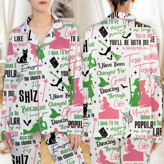 Discover Disneyland Wicked Pajamas Set Women Wicked Changed For Good Pajamas Wicked Glinda and Elphaba Pjs Wicked Movie Pajamas Set Family Pajamas