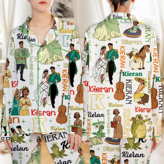 Discover Personalized Tiana Princess Pajamas Set Princess and the Frog Disneyland Princess Girl Trip Pajamas Disneyland Family Christmas Pajamas