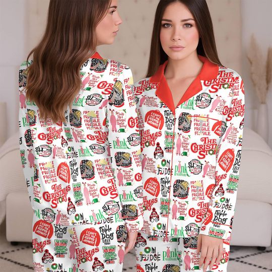 Retro A Christmas Story Pajamas Set, Oh Fudge Christmas Holiday PJs