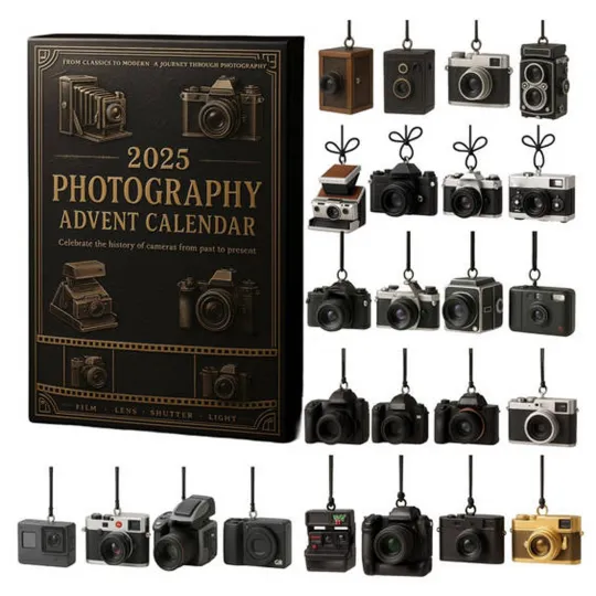 Discover Photography Advent Calendar 2025, 24 Days Camera Charms 2D Acrylic Countdown Sets