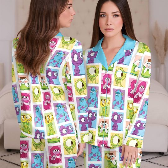 Monsters Inc Pajamas Set, Monsters Inc Mike Sully Pajamas, Disneyland Xmas Holiday Pajamas