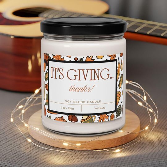 Discover It's Giving Thanks Thanksgiving Candle for Friendsgiving, Hostess Gift, 2025 Holiday Scented Candle
