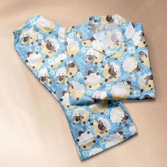 Discover Wooloo Pajamas Set Fluffy Sheep Anime Loungewear Polyester Blend Couples Manga Cozy Nights Gifts