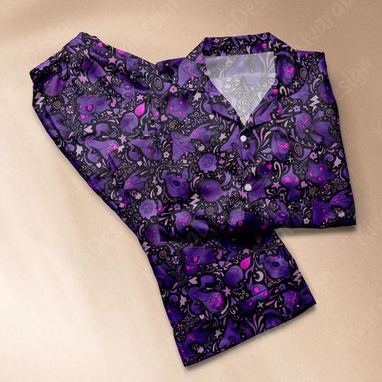 Discover Spooky Pajamas Set Ghost Type Anime Loungewear Polyester Blend Couple Pajamas Set