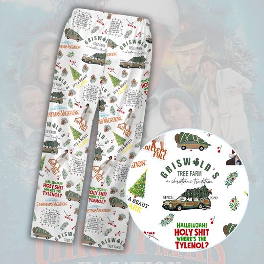 Discover Christmas Vacation Allover Print Lounge Sleep Pajama Pants, Griswold Christmas Pajamas Pant, Christmas Tree Farm, National's Lampoon Pajamas