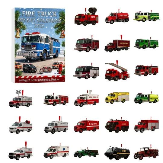 Discover Fire Truck Advent Calendar,24-Day Christmas Fire Truck Countdown Calendar 2025