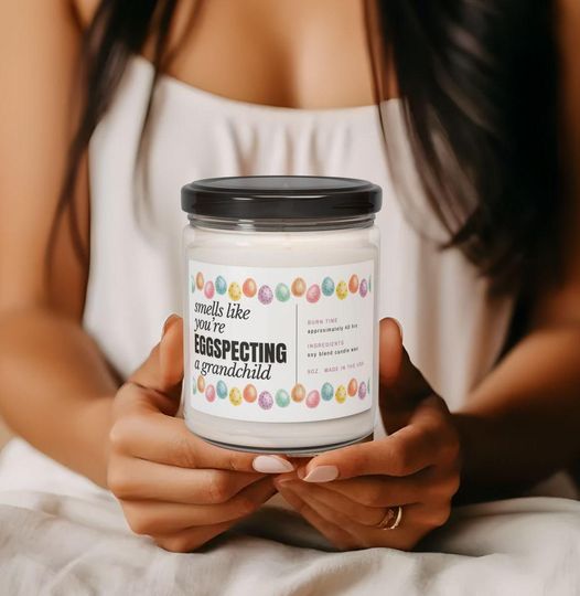 Grandparent Pregnancy Reveal Candle, Easter Baby Announcement Gift, Baby Reveal Candle for Grandparents, Funny Grandma Gift
