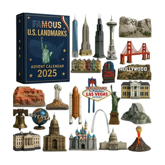 Discover 2025 Famous U.S. Landmarks 2D Acrylic Advent Calendar, 24 Days Countdown Calendar