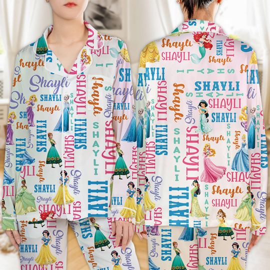 Discover Custom NameDisneyland Princess Christmas Pajama Set, Princess Womens Pajamas