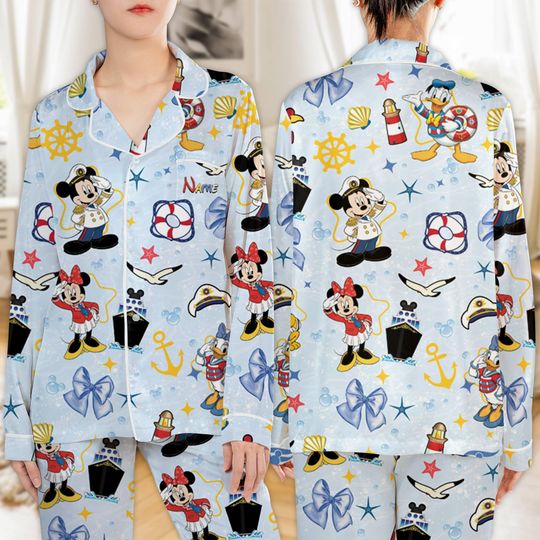 Discover Personalized Mickey and Friends Cruise Trip Coquette Bows Pajamas,  Cruise Nightwear Set