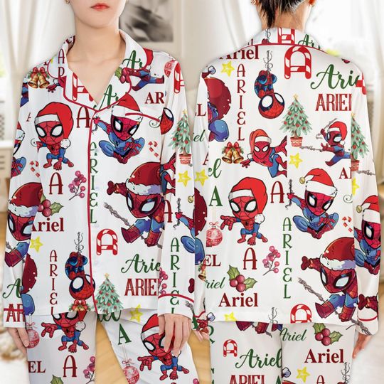 Discover Personalized Spider Man Pajamas Set, 90's Spider-Man Fan Pajamas, Retro Spiderman Comic Pajamas Family