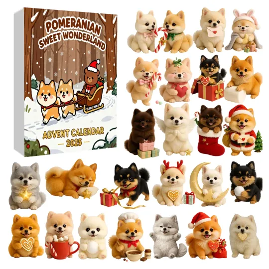 Discover 2025 Pomeranian Sweet Wonderland Advent Calendar, 2D Acrylic 24 Days Christmas