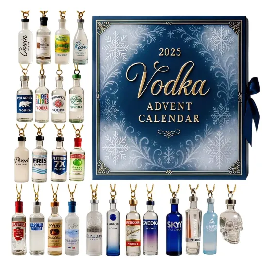Discover 2025 Wine Advent Calendar, 24 Days 2D Acrylic Funny Wine Bottle Pendants Gift Box