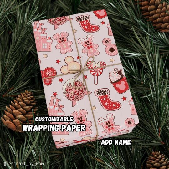Discover Disney Treats Wrapping Paper  Cute Mickey Ice Cream & Park Snacks Gift Wrap | Magical Disney Food Print for Kids and Disney Lovers