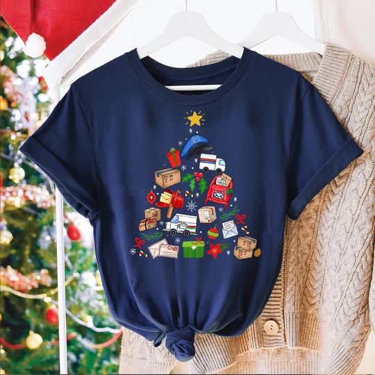 Discover Postal Worker Christmas Tree Shirt, Christmas Postal Life Shirt, Postal Worker Xmas Gift, Mail Lady Christmas