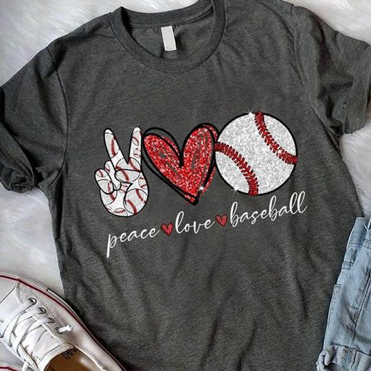 Discover Baseball Shirt, Peace Love Baseball Shirt, Baseball Mom Shirt, Mother Day Shirt, Baseball Lover Shirt, Gift For Mom, Baseball Fan Shirt