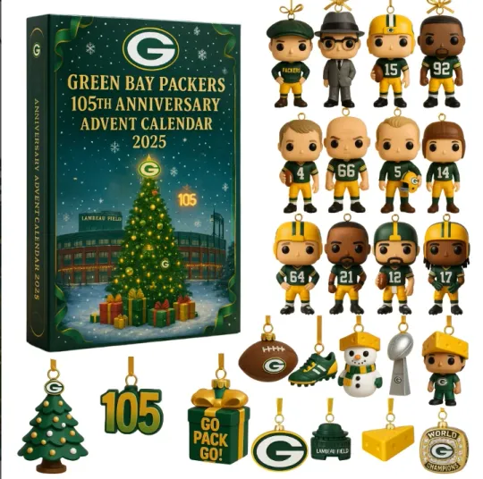 Green Bay Packers 2D Advent Calendar 2025, Gift For Christmas