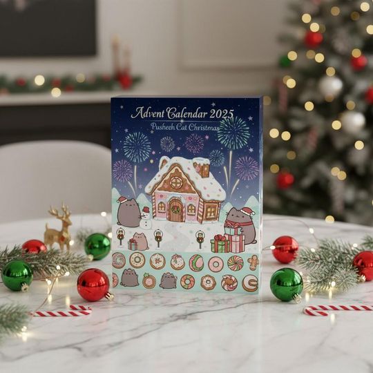 Pusheen Cat Christmas Advent Calendar 2025, Pusheen Christmas Calendar Box, Calendar With Acrylic Christmas Ornaments, Countdown Calendar