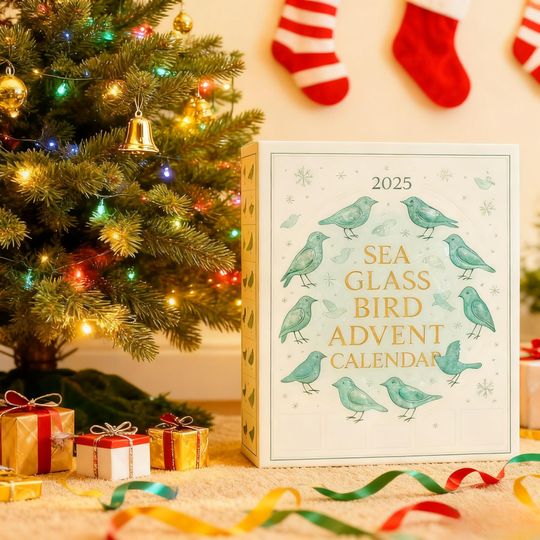 Discover Sea Glass Bird Advent Calendar 2025, Coastal Christmas Decor