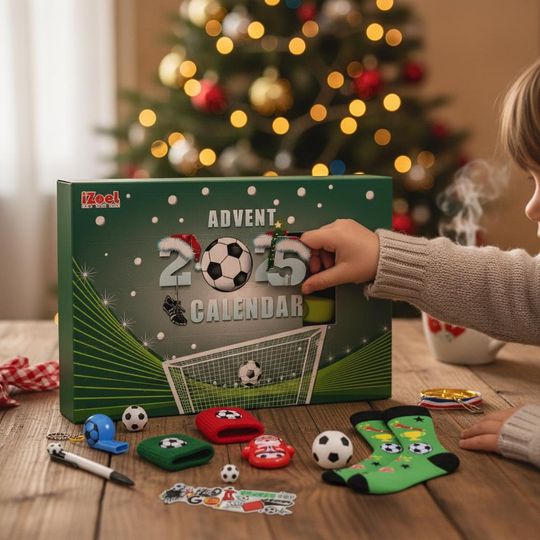 Discover Soccer Advent Calendar 2025  24 Days of Football Toys & Accessories  Perfect Christmas Gift for Kids and Sports Fans