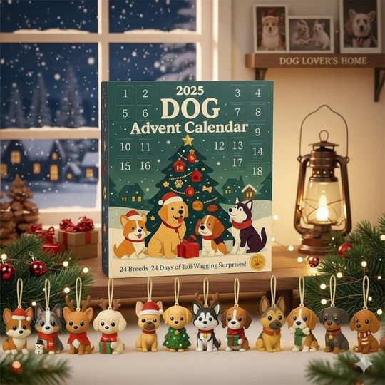 Discover 2025 Acrylic Ornament 2D Dog Advent Calendar  24 Days of Cute Dog Figurines, Christmas Countdown Gift for Dog Lovers,  Holiday Surprise Box