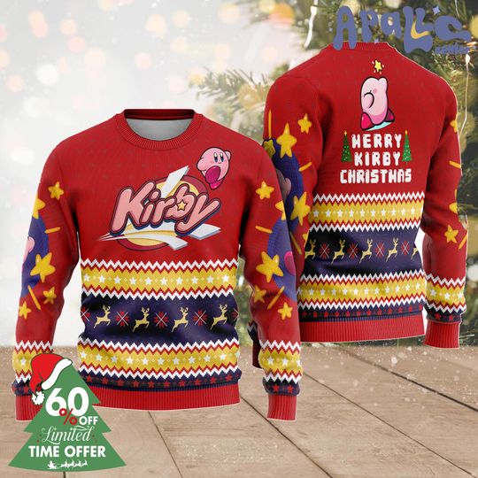 Merry Christmas Kirby Ugly Christmas Sweater, Kirby Ugly Sweater,Kirby Video Game