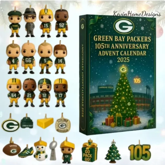 Discover Green Bay Packer 2D Advent Calendar 2025 Gift For Christmas