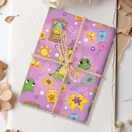 Discover Disney Tangled Wrapping Papers, Rapunzel Princess Gift Wrap, Pascal Sun Lanterns Wrap Gift, Best Day Ever, Birthday Gift Wrap for Disney Fan
