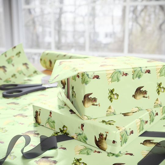 Discover Tiana Wrapping Paper | Princess and the Frog Gift Wrap | Green & Gold Birthday Paper | Disney Princess Party Decor | Magical Bayou Theme