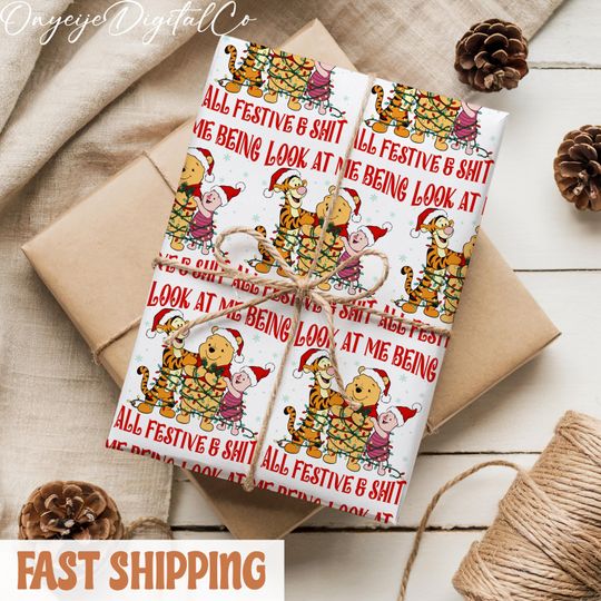 Discover Winnie The Pooh Wrapping Paper, Pooh Bear Disney Xmas Gift Wrap, Look At Me Being All Festive And Shit