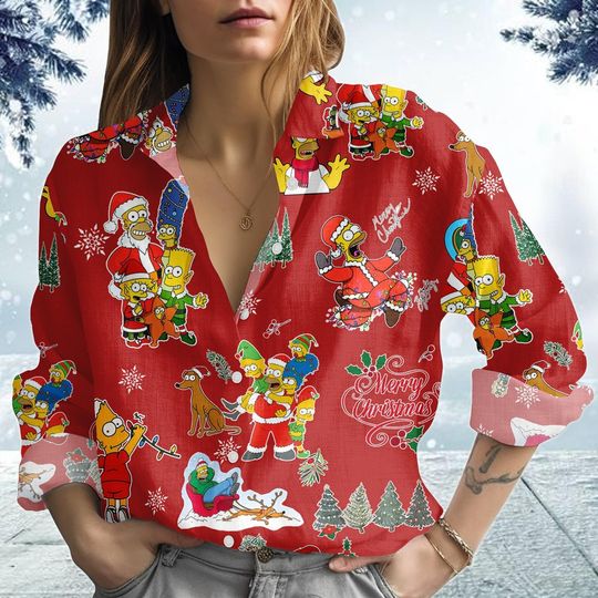Discover Christmas Simpson Blouse Shirt, Homer Simpson Xmas Shirt, Disney Cartoon Women Shirt, Christmas Gift