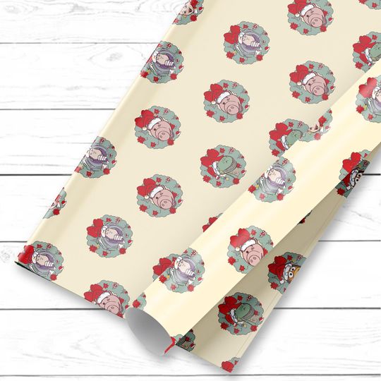Discover Funny Mickey And Friends Christmas Wreath Bow Wrapping Papers, Winnie The Pooh Holiday Gift Wrap, Toy Story Wrap , Disney Movie Xmas Gift
