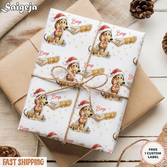 Discover Dashing Through The Snow Slink Dog Christmas Wrapping Paper, Disney Toy Story Merry Christmas Wrap
