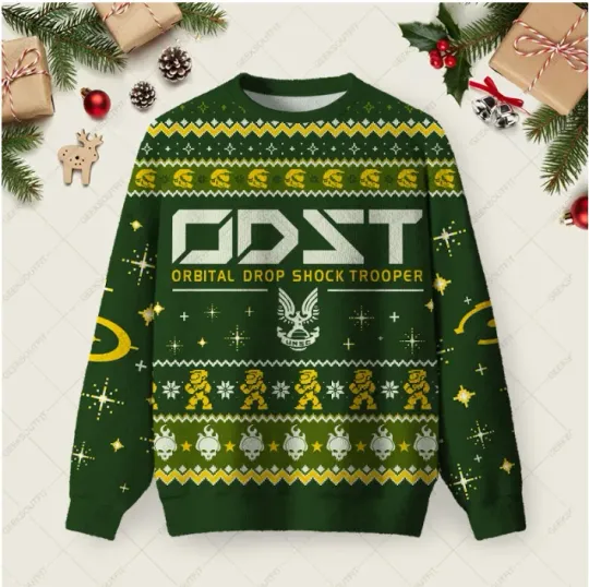 Discover ODST Halo Ugly Christmas Sweatshirt, Funny Gaming Holiday Sweater