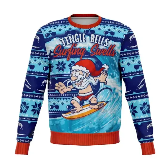 Jingle Bells Surfing Swells Santa Beach Ugly Christmas Sweater Holiday Gift