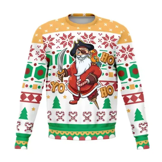 Pirate Santa Yo Ho Ho Ugly Christmas Sweater Jolly Roger Holiday Gift Pullover