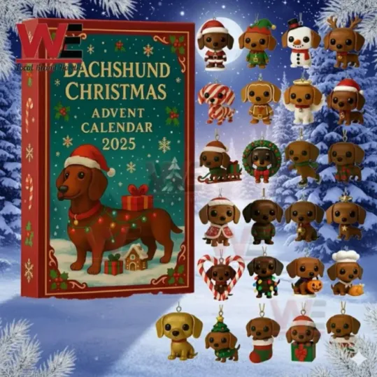 Discover Dachshund Christmas Acrylic Ornaments Advent Calendar 2D Gift For Christmas