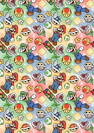 Discover SUPER MARIO Birthday Wrapping Paper - Mario Kart Personalised Gift Wrap - Mario all Stars Wrapping Paper - Mario - Luigi - Yoshi Wrap - D5